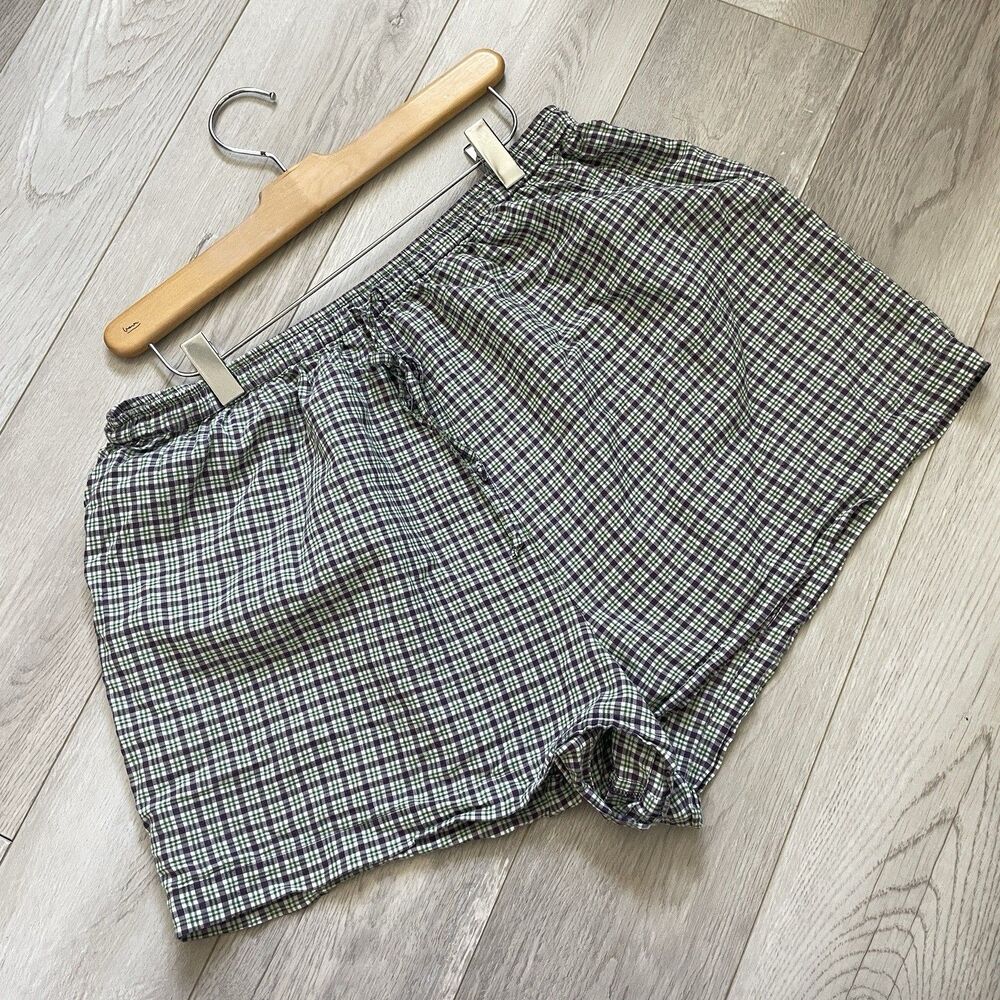Victorias Secret Shorts plaid pull on boxer lounge womens Green Purple (large)